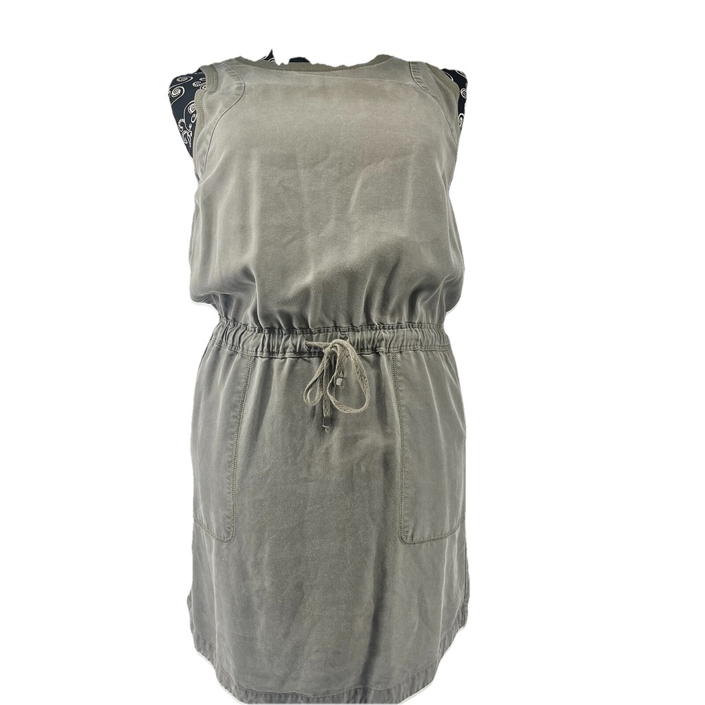 Lou & Grey Lyocell Dress Sleeveless Drawstring Waist Pockets Size S‎